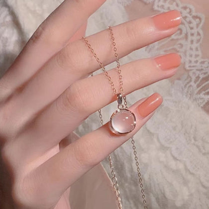 Aphrodite Rose Quartz Orb Pendant — Rose-Gold Plated