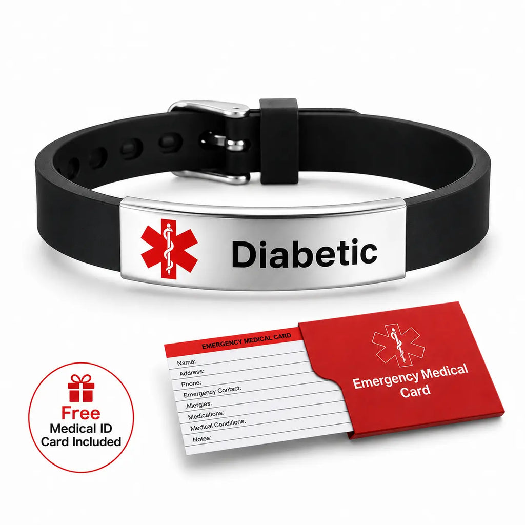 LifeTrove Medical ID Bracelet: Stainless Steel, Adjustable + Free Emergency Card