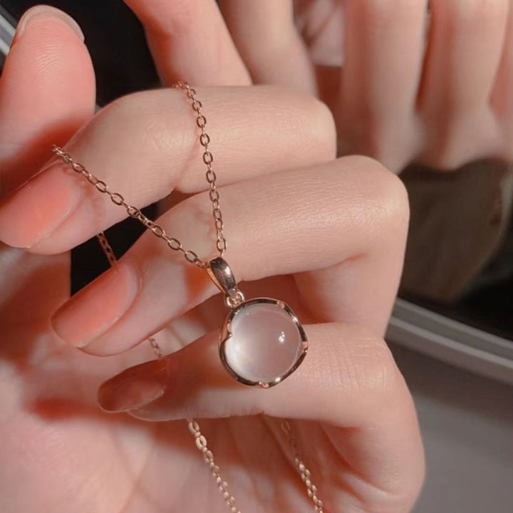 Aphrodite Rose Quartz Orb Pendant — Rose-Gold Plated