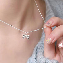 Aurelie Bow Charm Pendant — Sterling Silver Beaded Chain