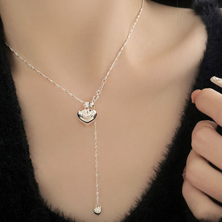 Noëlle Puff Heart Pendant — Polished Sterling Silver