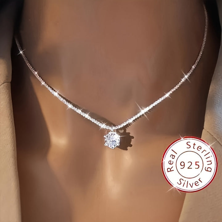 Versailles Tennis Solitaire Necklace — S925 Sterling Silver
