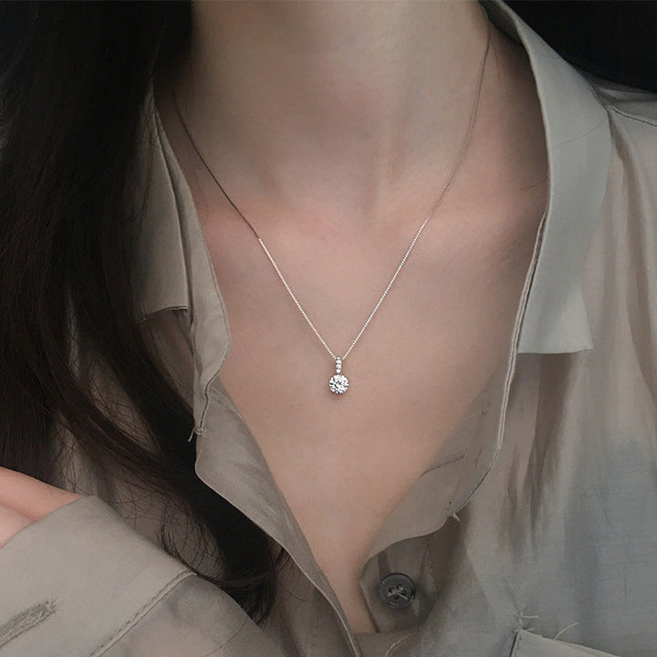 Étoile Solitaire Crystal Pendant — Sterling Silver Box Chain