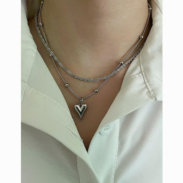 Lumière Double-Strand Heart Pendant — Sterling Silver