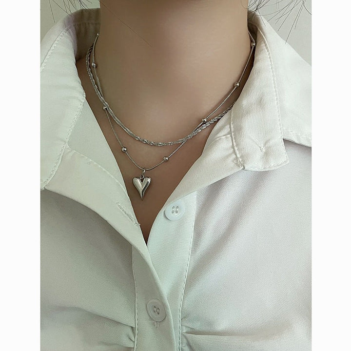 Lumière Double-Strand Heart Pendant — Sterling Silver