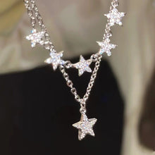 Stella Layered Star Cluster Necklace — Sterling Silver Pavé