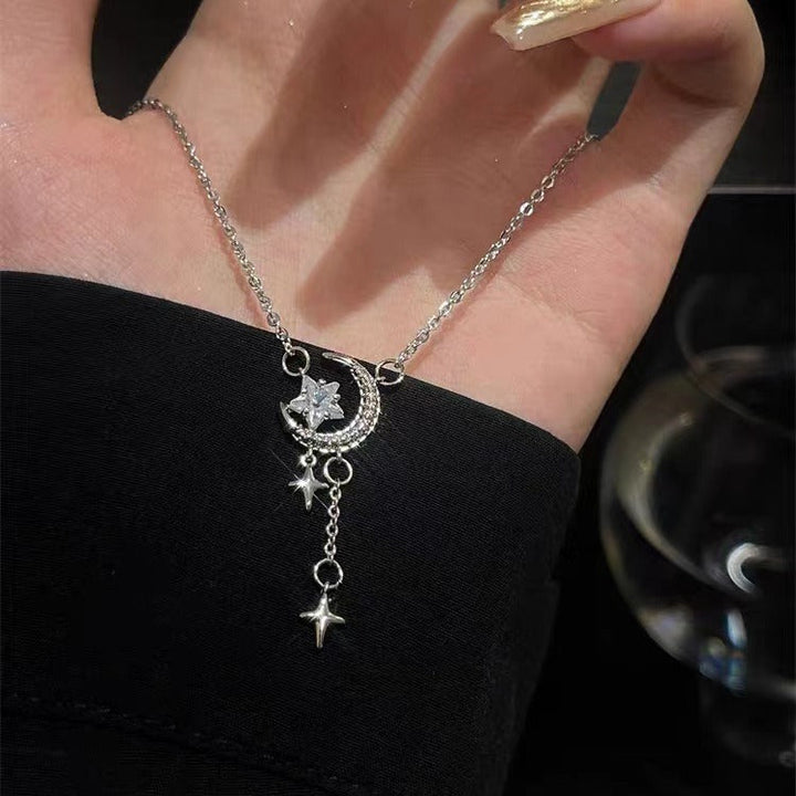Celestia Crescent Moon & Star Drop — Sterling Silver