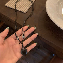 Obsidienne Heart Knotted Cord Necklace — Black Onyx