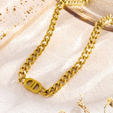 Atelier Cuban Link Monogram Necklace — Polished Gold