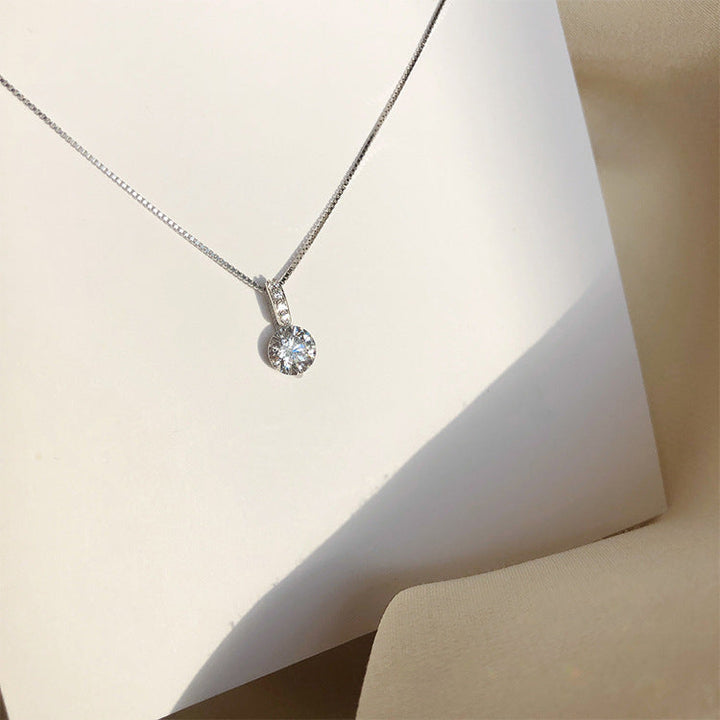 Étoile Solitaire Crystal Pendant — Sterling Silver Box Chain