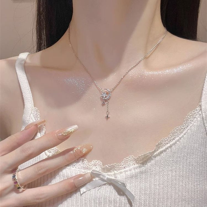 Celestia Crescent Moon & Star Drop — Sterling Silver