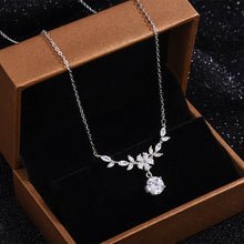 Aurora Crystal Petal Necklace — Silver Floral Solitaire Pendant