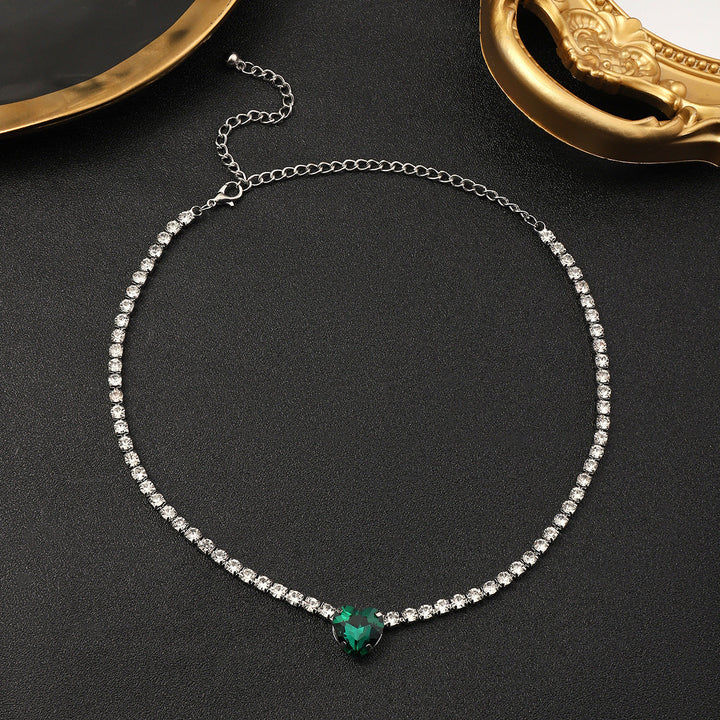 Imperial Emerald Heart Tennis Choker — Crystal Pavé