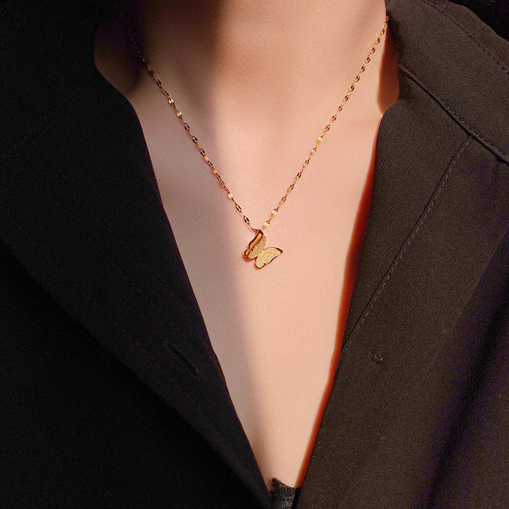 Monarch Frosted Butterfly Pendant — 18K Gold Plated