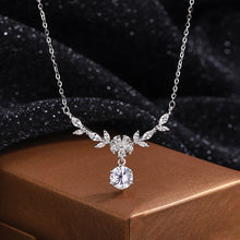 Aurora Crystal Petal Necklace — Silver Floral Solitaire Pendant