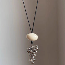 Wabi Bone-Bead & Silver Cluster Pendant — Cord Necklace