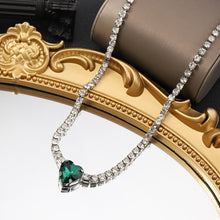 Imperial Emerald Heart Tennis Choker — Crystal Pavé