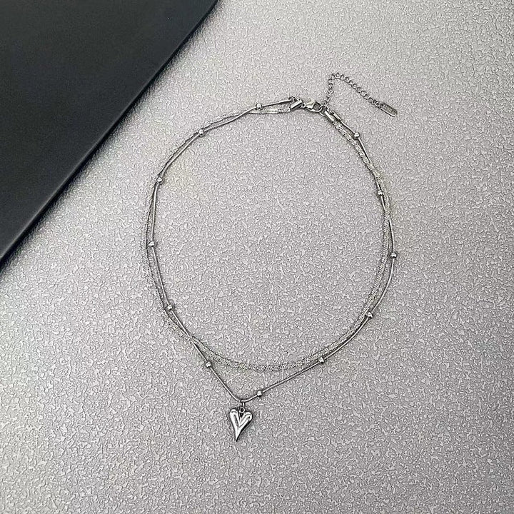 Lumière Double-Strand Heart Pendant — Sterling Silver
