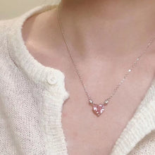 Madame Rose Pink Heart Crystal Necklace — Halo Solitaire