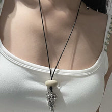 Wabi Bone-Bead & Silver Cluster Pendant — Cord Necklace