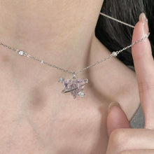Saturne Pink Heart Orbital Pendant — Crystal Halo