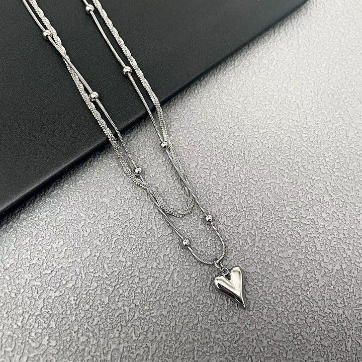 Lumière Double-Strand Heart Pendant — Sterling Silver