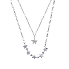 Stella Layered Star Cluster Necklace — Sterling Silver Pavé