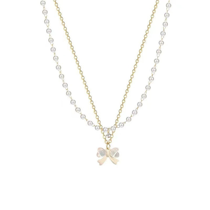 Belle Époque Pearl & Butterfly Bow Layered Necklace