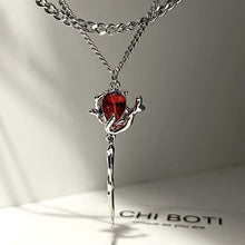 Sangria Cabochon Tulip Drop Pendant — Polished Silver