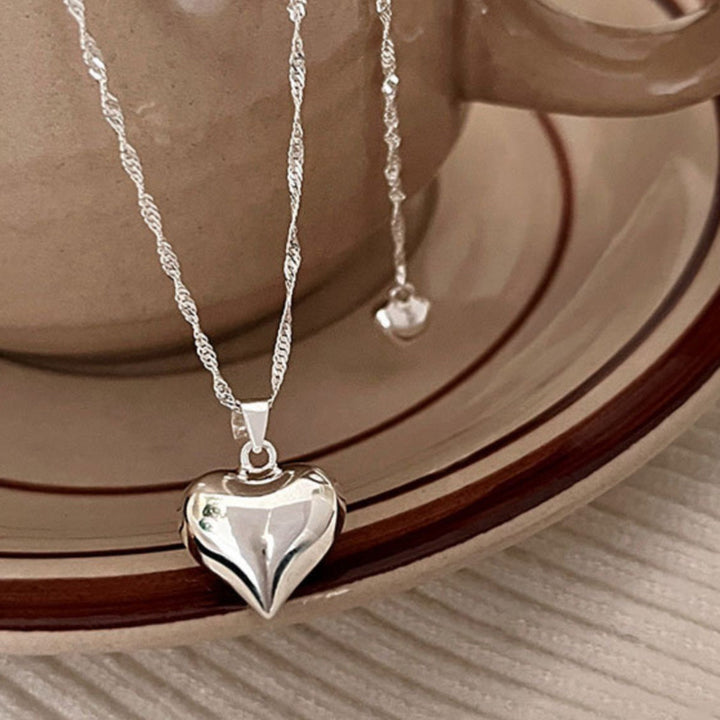 Noëlle Puff Heart Pendant — Polished Sterling Silver