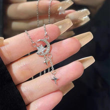 Celestia Crescent Moon & Star Drop — Sterling Silver
