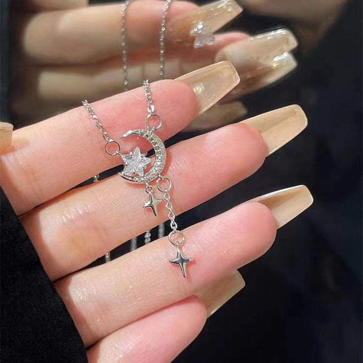 Celestia Crescent Moon & Star Drop — Sterling Silver