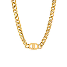 Atelier Cuban Link Monogram Necklace — Polished Gold