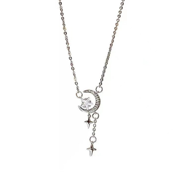 Celestia Crescent Moon & Star Drop — Sterling Silver