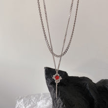 Sangria Cabochon Tulip Drop Pendant — Polished Silver