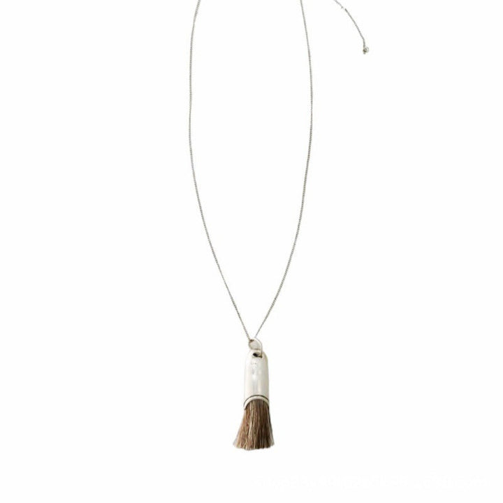 Maison Brushed Tassel Pendant — Layered Boho Heritage Necklace