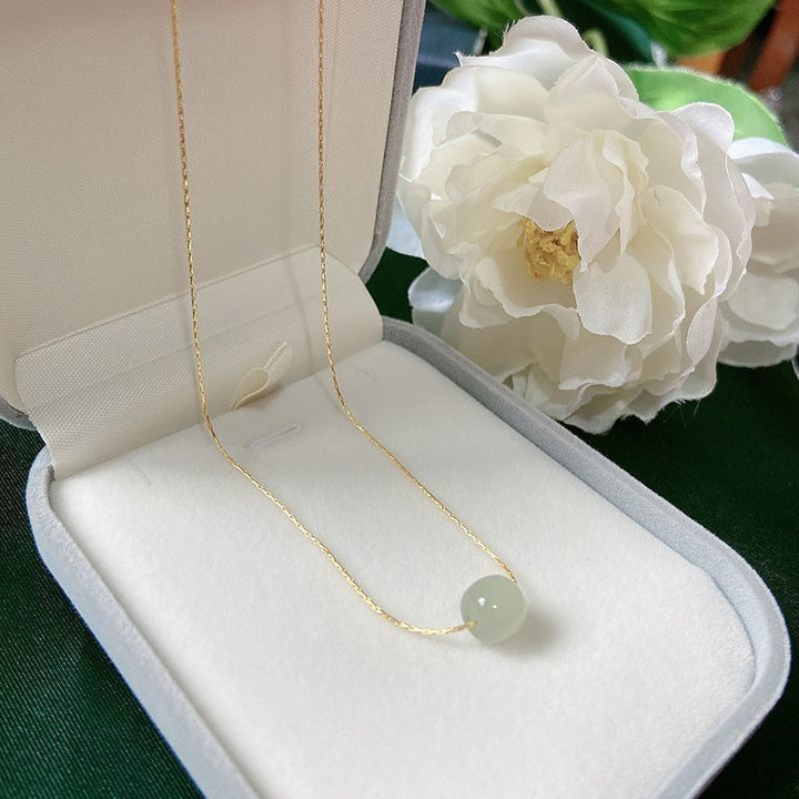 Jadeite Bead Trio Necklace — 18K Gold Plated