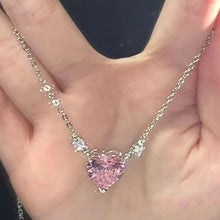 Madame Rose Pink Heart Crystal Necklace — Halo Solitaire
