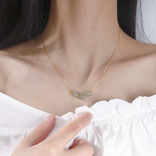 Jadeite Bead Trio Necklace — 18K Gold Plated