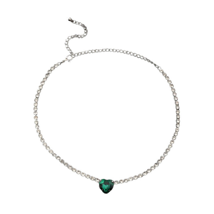 Imperial Emerald Heart Tennis Choker — Crystal Pavé