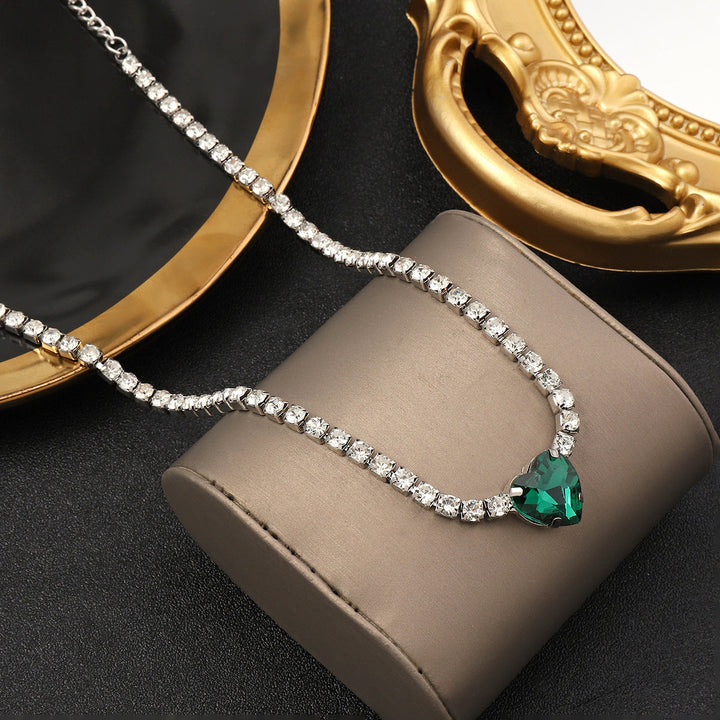 Imperial Emerald Heart Tennis Choker — Crystal Pavé