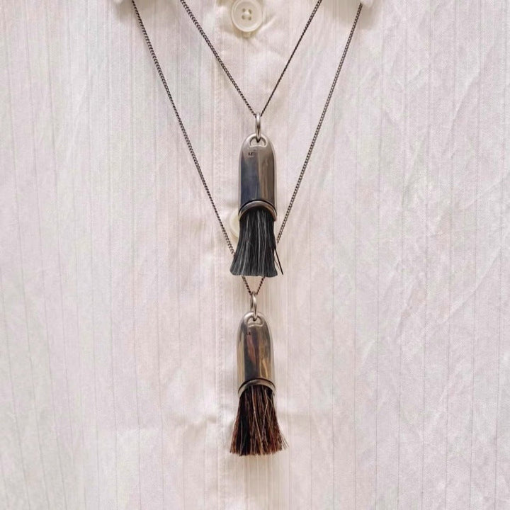 Maison Brushed Tassel Pendant — Layered Boho Heritage Necklace