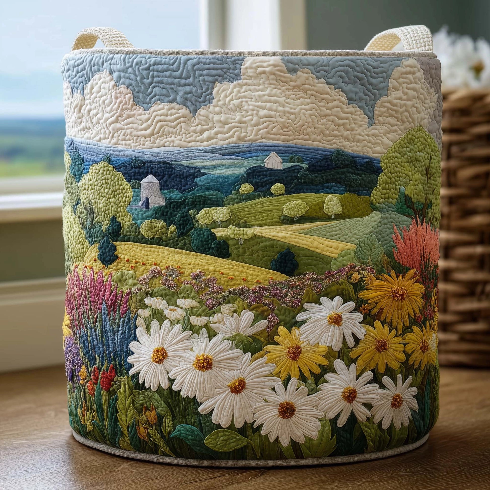 "Forest Magic" Hand-Quilted Laundry Basket