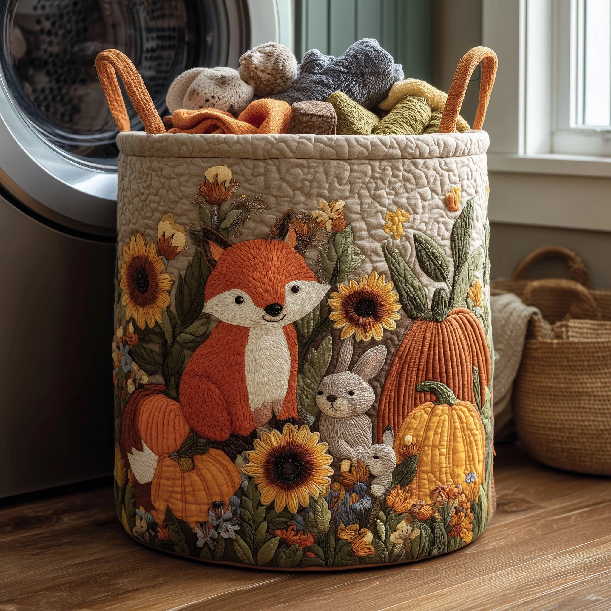 "Little Lamb" Hand-Quilted Laundry Basket