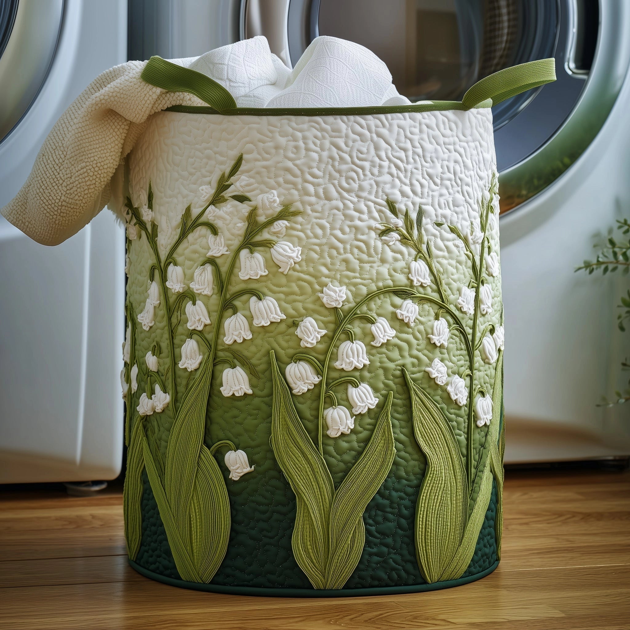 "Forest Whisper" Hand-Quilted Laundry Basket