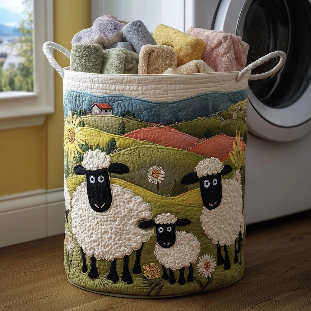 "Forest Whisper" Hand-Quilted Laundry Basket