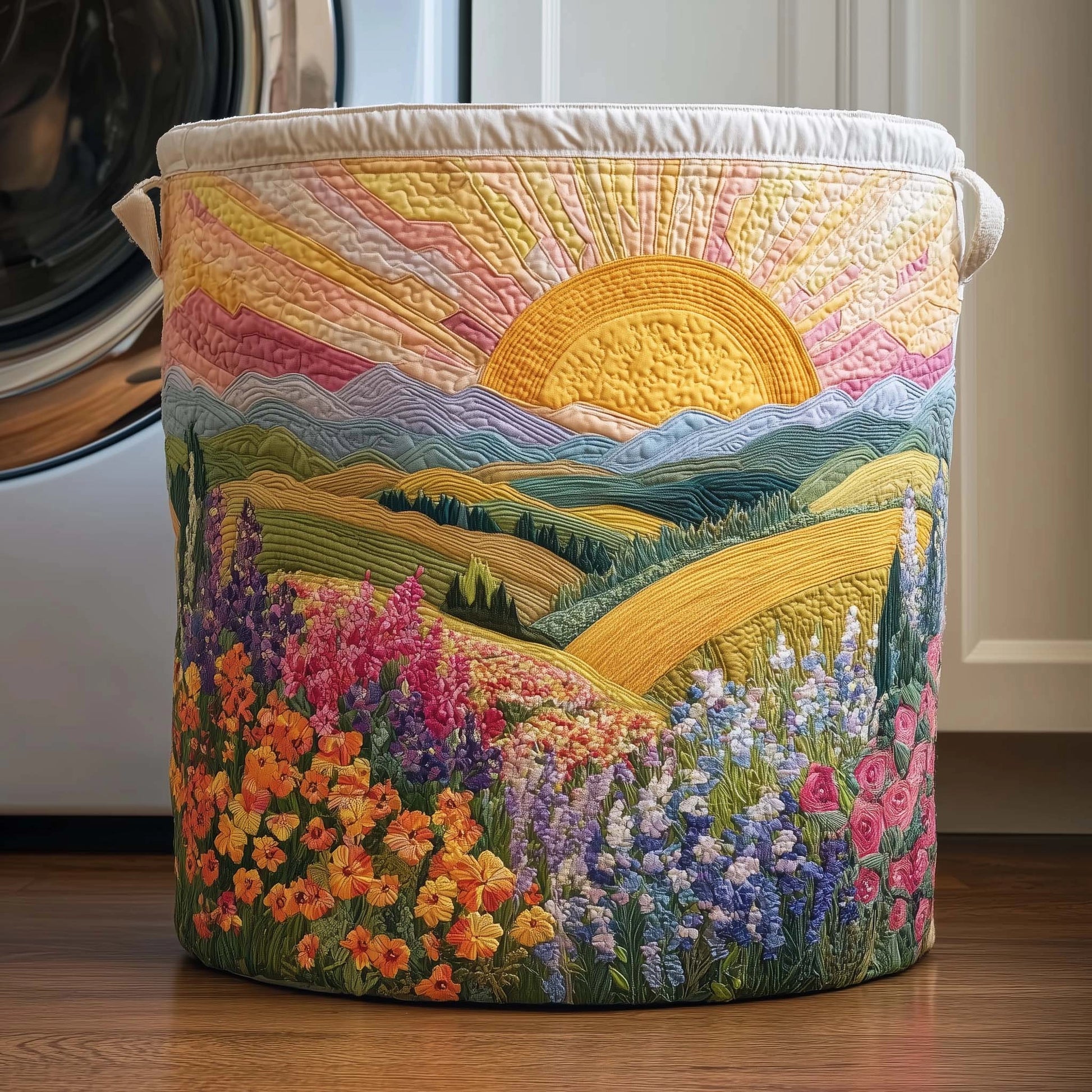 "Forest Whisper" Hand-Quilted Laundry Basket