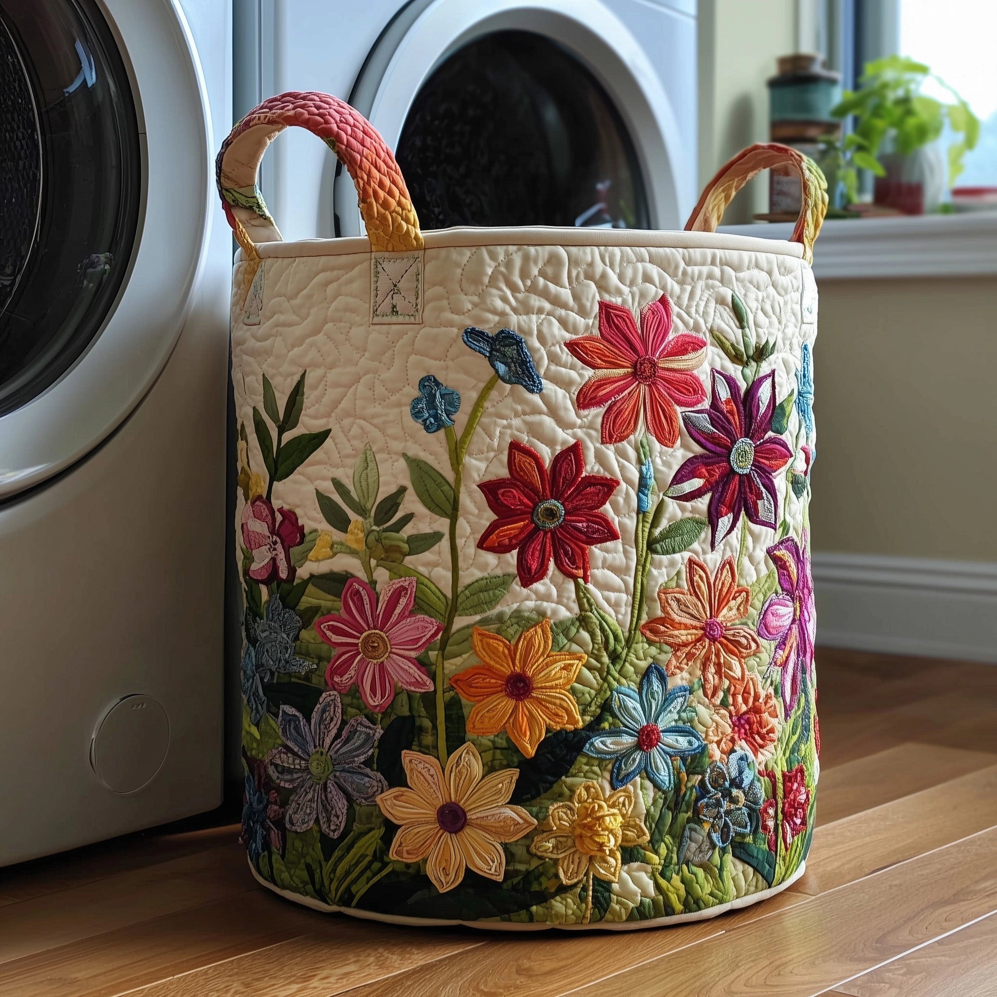 "Forest Whisper" Hand-Quilted Laundry Basket