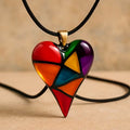 Stained-glass mosaic heart necklace