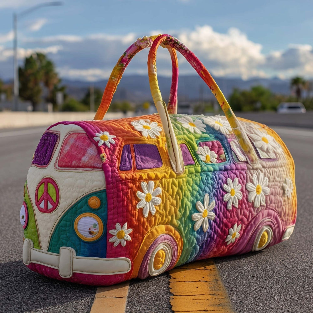 Hand-Quilted Hippie Bus Travel Bag